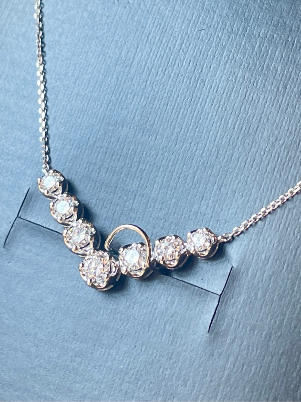 14K White Gold 1ctw Round Lab-Grown Diamond F SI 14K V Necklace. 4.3ctw.